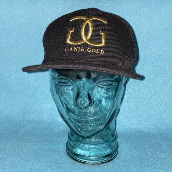 GANJA GOLD embroidered baseball cap snap back black gold size OSFA - Picture 1 of 10